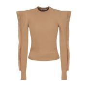 Max Mara Ruffled Crew-Neck Sweater Beige, Dam