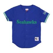 Mitchell & Ness Seattle Seahawks Mesh Button Front Skjorta Blue, Herr