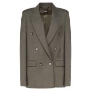 Stella McCartney Dubbelknäppt Peak Lapel Jacka Ljus Moss Brown, Dam