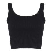 Sportmax Svart Papilla Top Rund Krage Black, Dam