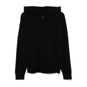 Semicouture Blå Cashmere Blandad Stickad Hoodie Blue, Dam