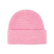 Ganni Mjuk Ull Beanie i Rosa Pink, Dam