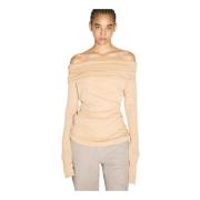 Entire Studios Off-Shoulder Draperad Topp Beige, Dam