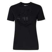 Just Cavalli Svart Bomull T-shirt Rund Krage Italien Black, Dam