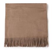 Max Mara Kashmir Broderad Halsduk med Fransar Brown, Dam