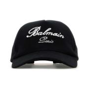 Balmain Klassisk Svart Bomull Baseballkeps Black, Herr