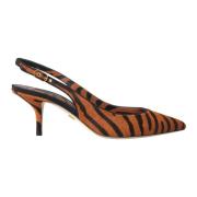 Dolce & Gabbana Zebra Print Läder Slingback Sandaler Orange, Dam