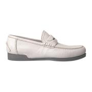 Dolce & Gabbana Vit Grå Läder Slip-On Loafers White, Herr