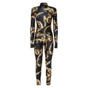 Versace Jeans Couture Barocktryck Jumpsuit Svart Guld Klänning Multico...