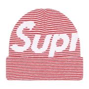 Supreme Begränsad Upplaga Stor Logo Beanie Röd Rand Red, Unisex