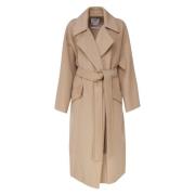 Sportmax Beige Kappa Med Revers Fickor Beige, Dam