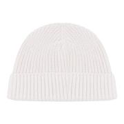 Eleventy Räfflad Beanie Mössa i Sand Ull Beige, Herr