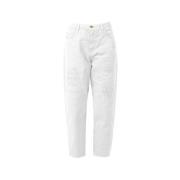 PINKO Högmidjade Slitna Bomullsjeans White, Dam