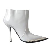 Dolce & Gabbana Pärldekorerade Läder Ankelboots White, Dam