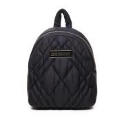 Love Moschino Quiltad Svart Ryggsäck med Justerbara Remmar Black, Dam