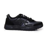 Premiata Svarta Sneakers med Mockainsatser Black, Herr