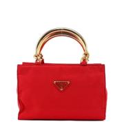 Prada Vintage Pre-owned Canvas handvskor Red, Dam