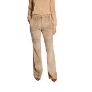 Mason's Sammet Krokodiltryck Flare Chino Byxor Beige, Dam