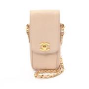 Chanel Vintage Pre-owned Tyg axelremsvskor Beige, Dam