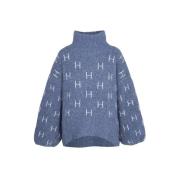 Hést Blå Chunky Sweater med ikoniska H's Blue, Dam