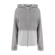 Panicale Dubbeltygs Zip Sweatshirt med Justerbar Huva Gray, Dam