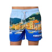 MC2 Saint Barth Blå Portofino Mönster Badshorts Multicolor, Herr