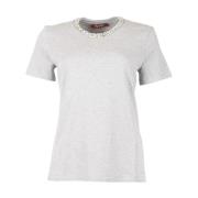 Max Mara Studio Grå Rhinestone Crew Neck T-shirt Gray, Dam