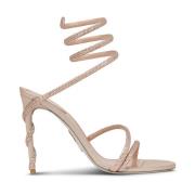 René Caovilla Nude Strappy Sandals Beige, Dam