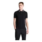 Emporio Armani Stretch Piqué Polo med Logosleeve Black, Herr