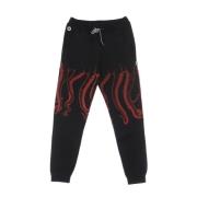 Octopus Svarta Sweatpants Elastisk Midja Bläckfisktryck Black, Herr