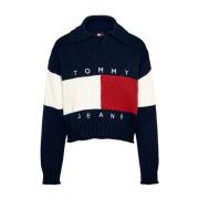 Tommy Hilfiger Mönstrad Stickad Tröja Blue, Dam