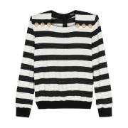 Balmain Randig Jersey Svart/Vit Black, Dam