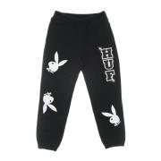 HUF Svart Playboy Kaninhuvud Fleecebyxor Black, Herr