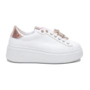 Gio+ Vita Lädersneaker med Roségulddetaljer White, Dam