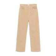 Mother Beige Corduroy Straight Leg Jeans Beige, Dam