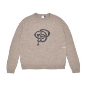 Pop Trading Company Stickad Crewneck Initials Tröja Beige, Herr