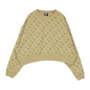 Nike Allover Print Crewneck Sweatshirt för Kvinnor Beige, Dam