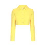 Dolce & Gabbana Gul Monogram Jacquard Cropped Jacka Yellow, Dam