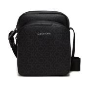 Calvin Klein Svart Monogram PU Läder Axelväska Black, Herr