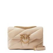 Pinko Klassisk Beige Love Puff Väska Beige, Dam