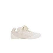 Alexander McQueen Ivory Hammered Leather Low-Top Sneakers Beige, Dam