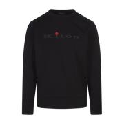 Kiton Svart Sweatshirt med Logotyp och Crew Neck Black, Herr