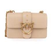 Pinko Beige Läder Axelväska Love Birds Beige, Dam