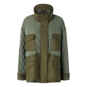 Pinko Grön Bimaterial Parkas Kappa Green, Dam