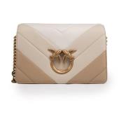 Pinko Chevron Love Birds Axelväska Beige, Dam