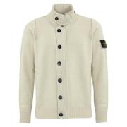 Stone Island Ull Cardigan Dragkedja Tröja White, Herr