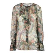 Etro Silk Crepon Skjorta med Paisley Print Multicolor, Dam