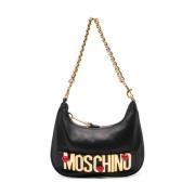 Moschino Svart Hjärta Stud Crossbody Väska Black, Dam