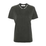 Golden Goose Grå T-shirts och Polos med Kristallutsmyckning Gray, Dam