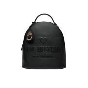 Love Moschino Svart läder ryggsäck med guld accenter Black, Dam